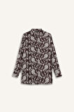 DeFacto Loose Fit Gömlek Yaka Desenli Uzun Kollu Gömlek Tunik T0609AZ24AUBN539