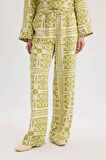 DeFacto Wide Leg Desenli Esnek Belli Keten Karışımlı Geniş Paça Pantolon D8188AX25SPGN698