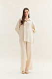 Wide Leg Keten Karışımlı Geniş Paça Pantolon