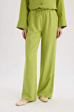 Wide Leg Keten Karışımlı Geniş Paça Pantolon