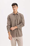 DeFacto Regular Fit Polo Yaka %100 Pamuk Müslin Uzun Kollu Gömlek W7832AZ25SPBN312