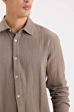 DeFacto Regular Fit Polo Yaka %100 Pamuk Müslin Uzun Kollu Gömlek W7832AZ25SPBN312