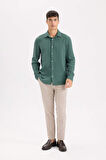 DeFacto Regular Fit Polo Yaka %100 Pamuk Müslin Uzun Kollu Gömlek W7832AZ25SPGN1259