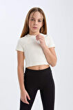 DeFacto Kız Çocuk Slim Fit Dar Kesim Bisiklet Yaka Kısa Kollu Tişört D9789A825SMER99