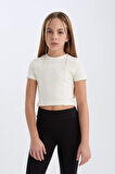 DeFacto Kız Çocuk Slim Fit Dar Kesim Bisiklet Yaka Kısa Kollu Tişört D9789A825SMER99