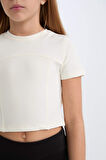 DeFacto Kız Çocuk Slim Fit Dar Kesim Bisiklet Yaka Kısa Kollu Tişört D9789A825SMER99