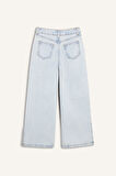 Kız Çocuk Wide Leg Yırtık Detaylı Geniş Paça Jean Pantolon