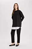 DeFacto Harem Basic Düz Sweatshirt Kumaşı Pantolon	 D9363AX25SPBK81