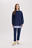 DeFacto Regular Fit Bisiklet Yaka Basic Düz Sweatshirt Tunik A9529AX25SPNV248