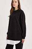 Regular Fit Bisiklet Yaka Basic Düz  Sweatshirt Tunik