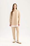 Regular Fit Bisiklet Yaka Basic Düz Sweatshirt Tunik