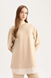 Regular Fit Bisiklet Yaka Basic Düz Sweatshirt Tunik