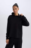 DeFacto Standart Fit Kapüşonlu Skuba Dalgıç Kumaş Sporcu Basic Sweatshirt A5626AX25SPBK81