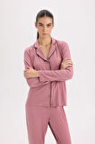 DeFacto Pijama Takımı Regular Fit Uzun Kollu Üst Uzun Alt-Fall in Love E1804AX24WNPN429