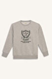 DeFacto Erkek Çocuk Bisiklet Yaka Baskılı İçi Yumuşak Tüylü Sweatshirt D6223A824CWGR210
