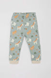 Erkek Bebek Pijama Takımı Safari Baskılı Uzun Kollu Üst Beli Lastikli Uzun Alt
