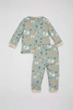 Erkek Bebek Pijama Takımı Safari Baskılı Uzun Kollu Üst Beli Lastikli Uzun Alt