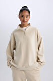DeFactoFit Standart Fit Yarım Fermuarlı Skuba Dalgıç Kumaş Sporcu Sweatshirt D7120AX25SPBG700