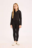 DeFacto Kız Çocuk Kapüşonlu İçi Yumuşak Tüylü Fermuarlı Sweatshirt D9788A825SPBK81