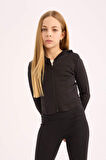 DeFacto Kız Çocuk Kapüşonlu İçi Yumuşak Tüylü Fermuarlı Sweatshirt D9788A825SPBK81