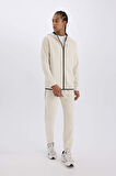 DeFactoFit Slim Fit Dar Kesim Kapüşonlu Skuba Dalgıç Kumaş Fermuarlı Sporcu Sweatshirt A6956AX25SPBG721