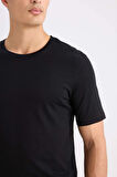 DeFacto Slim Fit Dar Kesim Bisiklet Yaka Modal Karışımlı Pamuklu Basic Düz Siyah Kısa Kollu Tişört M6606AZ24AUBK81