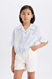 DeFacto Kız Çocuk Cropped Fit Kısa Kollu Gömlek D7641A825SMBE745