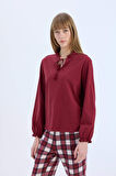 DeFacto Pijama Takımı Regular Fit Bisiklet Yaka Uzun Kollu Üst Kareli Uzun Altı-Fall in Love E2353AX24WNBR248