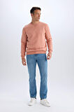 Regular Fit Bisiklet Yaka Basic Düz Kalın Sweatshirt