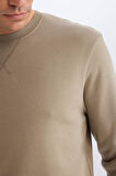 Regular Fit Bisiklet Yaka Basic Düz Kalın Sweatshirt