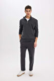 Comfort Regular Fit Rahat Kalıp Fermuarlı Dik Yaka Basic Düz Sweatshirt