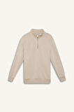Comfort Regular Fit Rahat Kalıp Fermuarlı Dik Yaka Basic Düz Sweatshirt
