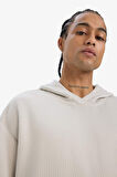 Boxy Fit Kapüşonlu Kanguru Cepli Jakarlı Sweatshirt