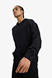 Boxy Fit Kapüşonlu Jakarlı Sweatshirt