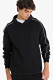 Boxy Fit Kapüşonlu Baskılı Sweatshirt