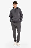 Regular Fit Beli Bağcıklı Cepli Paçası Lastikli Şardonlu Basic Düz Jogger Eşofman Altı