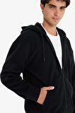 Boxy Fit Kapüşonlu Fermuarlı Polar Sweatshirt