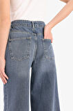 Wide Leg Yüksek Bel Uzun Jean Yıkamalı Pantolon