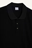 DeFacto Slim Fit Dar Kesim Polo Yaka Kısa Kollu Dokulu Basic Düz Siyah Tişört T5259AZ25SMBK81