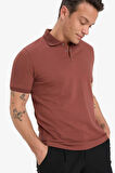 Slim Fit Dar Kesim Kısa Kollu Basic Düz Polo Tişört