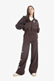 Defacto E9584 Kahve Coool Wide Leg Geniş Paça Baskılı Kalın Eşofman Altı