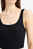 Slim Fit Dar Kesim Yuvarlak Yaka Basic Düz  Fitilli Kaşkorse Atlet