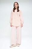 Wide Leg Keten Karışımlı Geniş Paça Pantolon