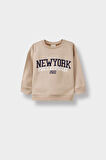 Erkek Bebek Bisiklet Yaka Baskılı İçi Yumuşak Tüylü 2'li Sweatshirt