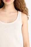 DeFacto Loose Fit Yuvarlak Yaka Beyaz Triko Görünümlü Atlet F1885AX25SMWT46