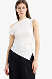 Slim Fit Dar Kesim Tek Omuzlu Ribana Atlet