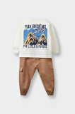 Erkek Bebek 2'li Takım Baskılı Sweatshirt Kargo Cepli Pantolon