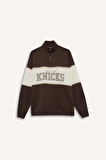 DeFactoFit NBA New York Knicks Oversize Fit Yarım Fermuarlı Sporcu Sweatshirt