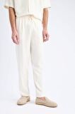 Yazlık Viskon Jogger Pantolon Regular Fit Normal Kesim Keten Karışımlı Düz Paça Cepli