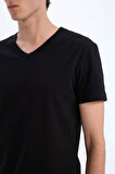 DeFacto Slim Fit Dar Kesim V Yaka Basic Düz Üst L4884AZ25SPBK81